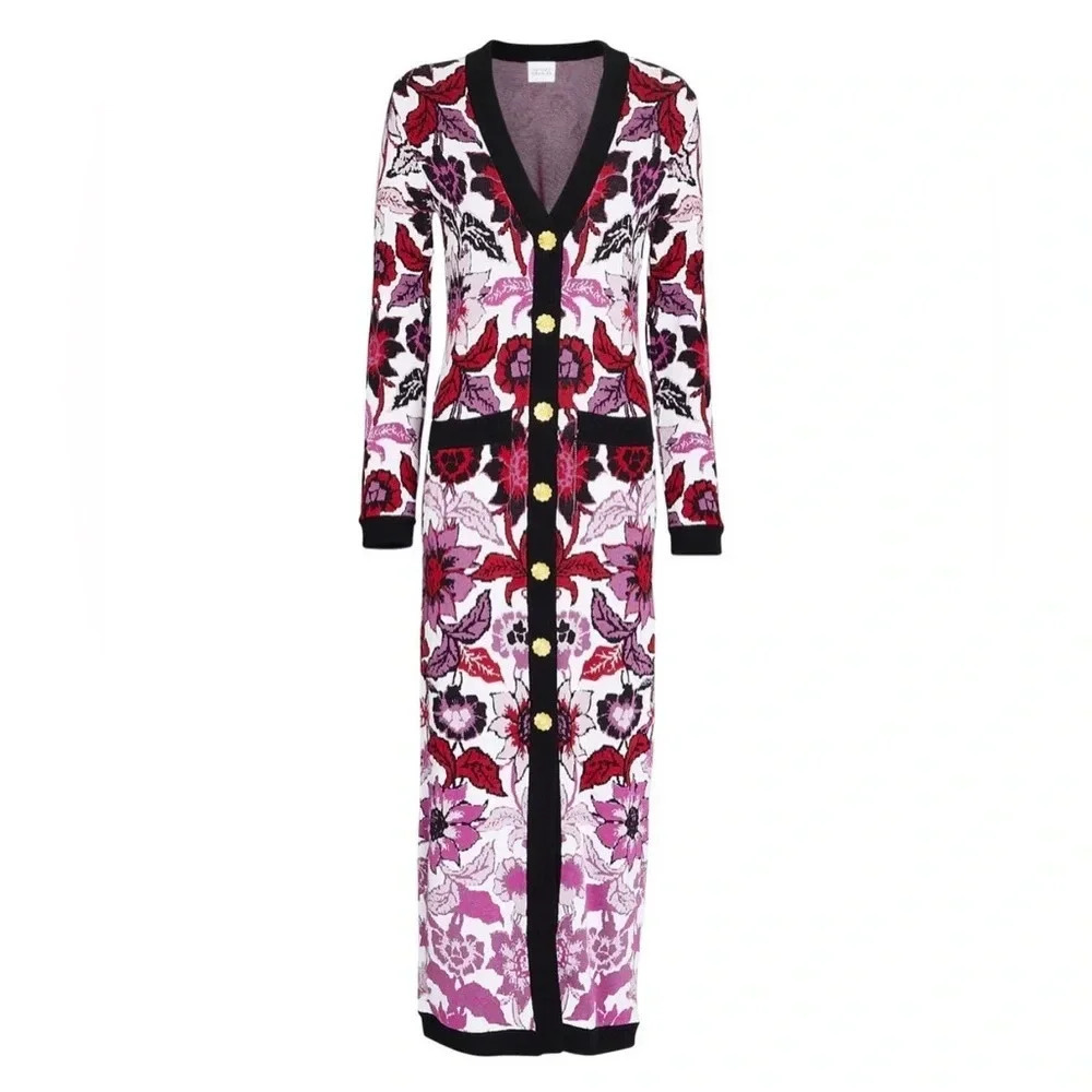 Hayley Menzies Floral Jacquard Knit Midi Dress size XS